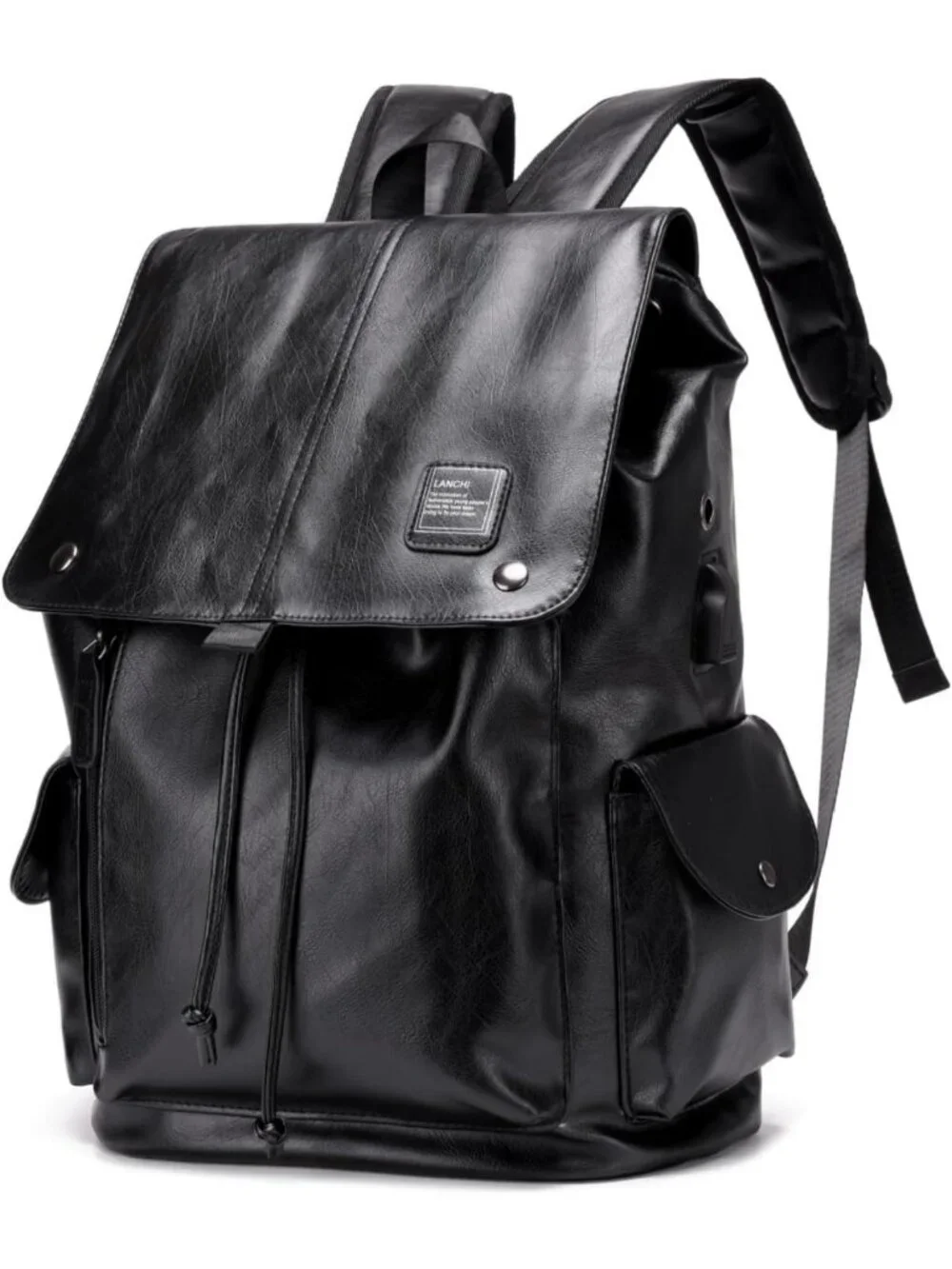 Stylish Waterproof Leather Backpack with USB Charging Port for Work & Travel